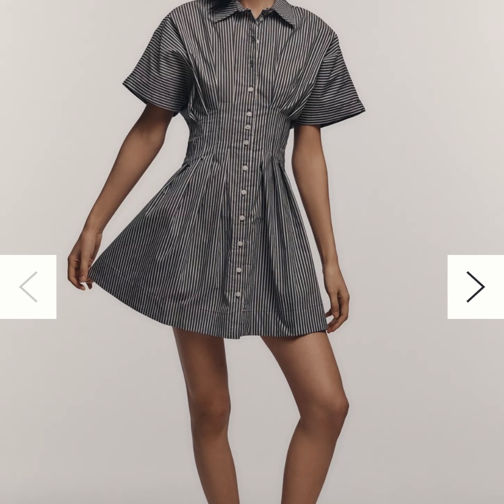 Anthropologie Tobie Mini Shirt Dress by Exquise Black & White Stripe Medium